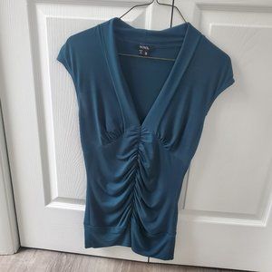 XOXO Green Rouched Cap Sleeve Shirt